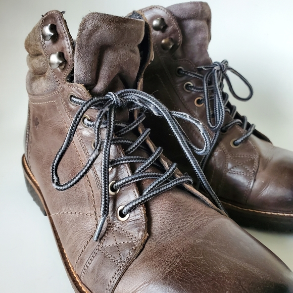 Roan Dino Mens Brown Leather Distressed Lace up Size 11 Boots - Picture 2 of 12